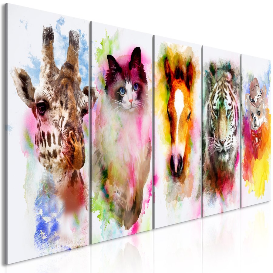 ARTGEIST billede - Watercolour Animal, 5-delt - Flere strrelser