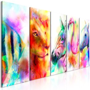 ARTGEIST billede trykt p lrred - Rainbow Watercolours, 5-delt - Flere strrelser