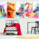 ARTGEIST billede trykt p lrred - Rainbow Watercolours, 5-delt - Flere strrelser