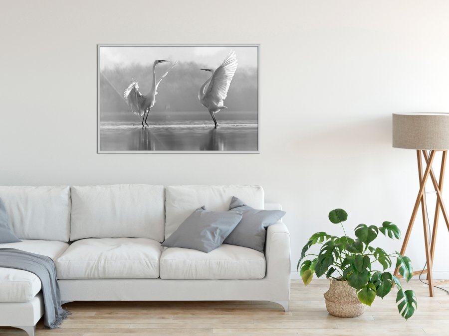 ARTGEIST Plakat med ramme - Black and White Herons