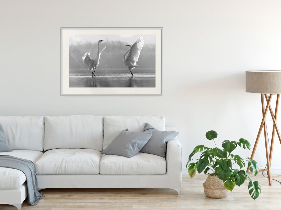 ARTGEIST Plakat med ramme - Black and White Herons