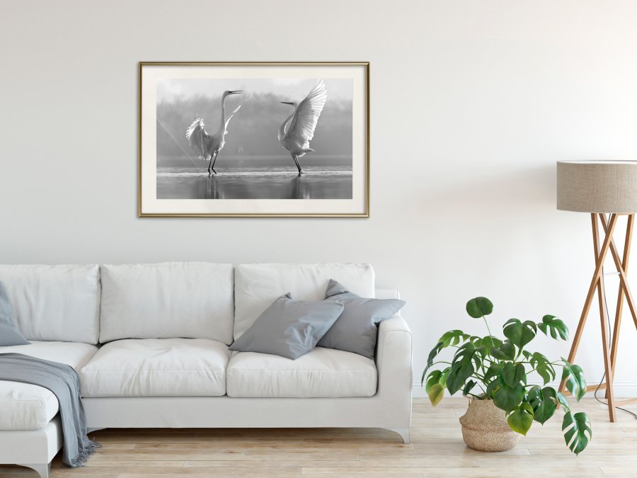 ARTGEIST Plakat med ramme - Black and White Herons