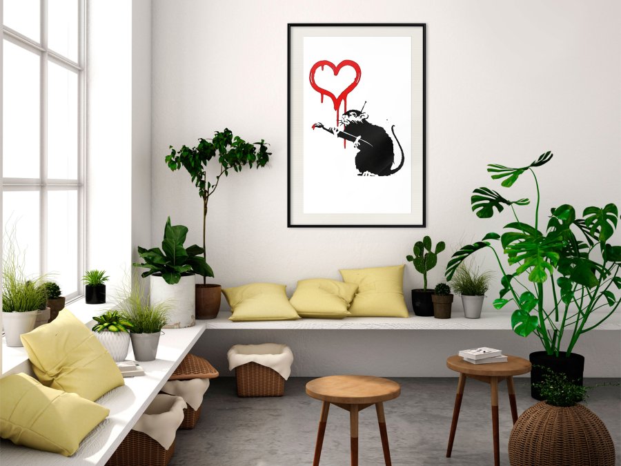 ARTGEIST Plakat med ramme - Banksy: Love Rat
