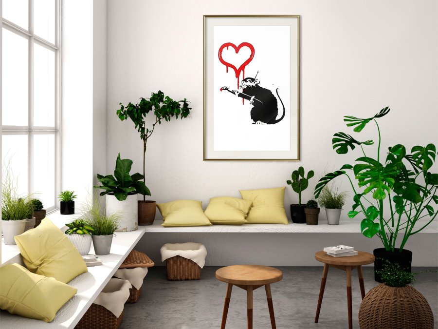 ARTGEIST Plakat med ramme - Banksy: Love Rat