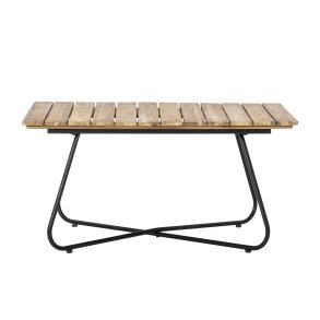 BLOOMINGVILLE Hampton udendrs sofabord, rektangulr - brun akacietr og sort metal (90x60)
