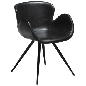 DAN-FORM GAIA Lnestol Vintage sort kunst. lder med sorte ben