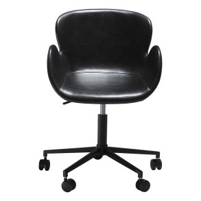DAN-FORM Gaia kontorstol, m. armln og justerbar hjde - vintage sort kunstlder og sort stl