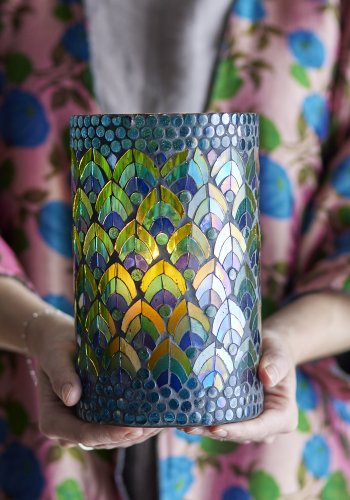 CREATIVE COLLECTION Kali Fyrfadsstage, Bl, Glas