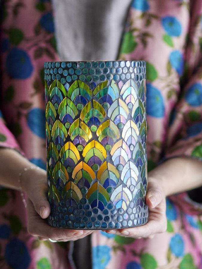 CREATIVE COLLECTION Kali Fyrfadsstage, Bl, Glas