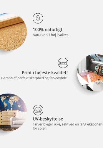 ARTGEIST Celadon Journey - Rustikt verdenskort trykt p kork - Flere strrelser