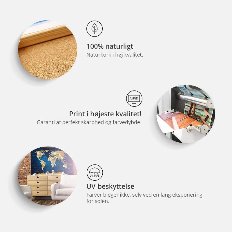 ARTGEIST Paper Map - Verdenskort med gammelt papir look trykt p kork - Flere strrelser