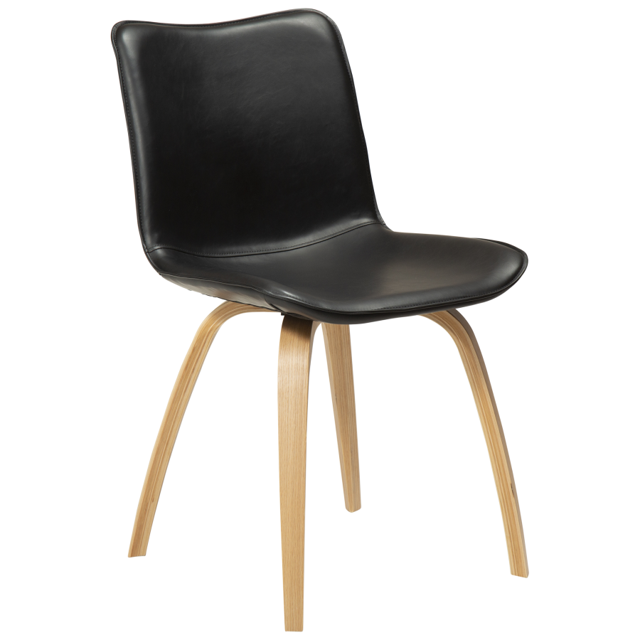 DAN-FORM GLEE stol Vintage sort kunst. l�der med egetr�sben