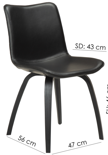 DAN-FORM GLEE stol Vintage sort kunst. l�der med egetr�sben