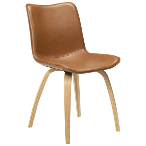 DAN-FORM GLEE stol Vintage lysebrun kunst. lder med egetrsben