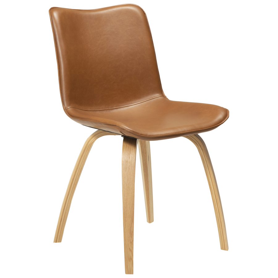 DAN-FORM GLEE stol Vintage lysebrun kunst. lder med egetrsben