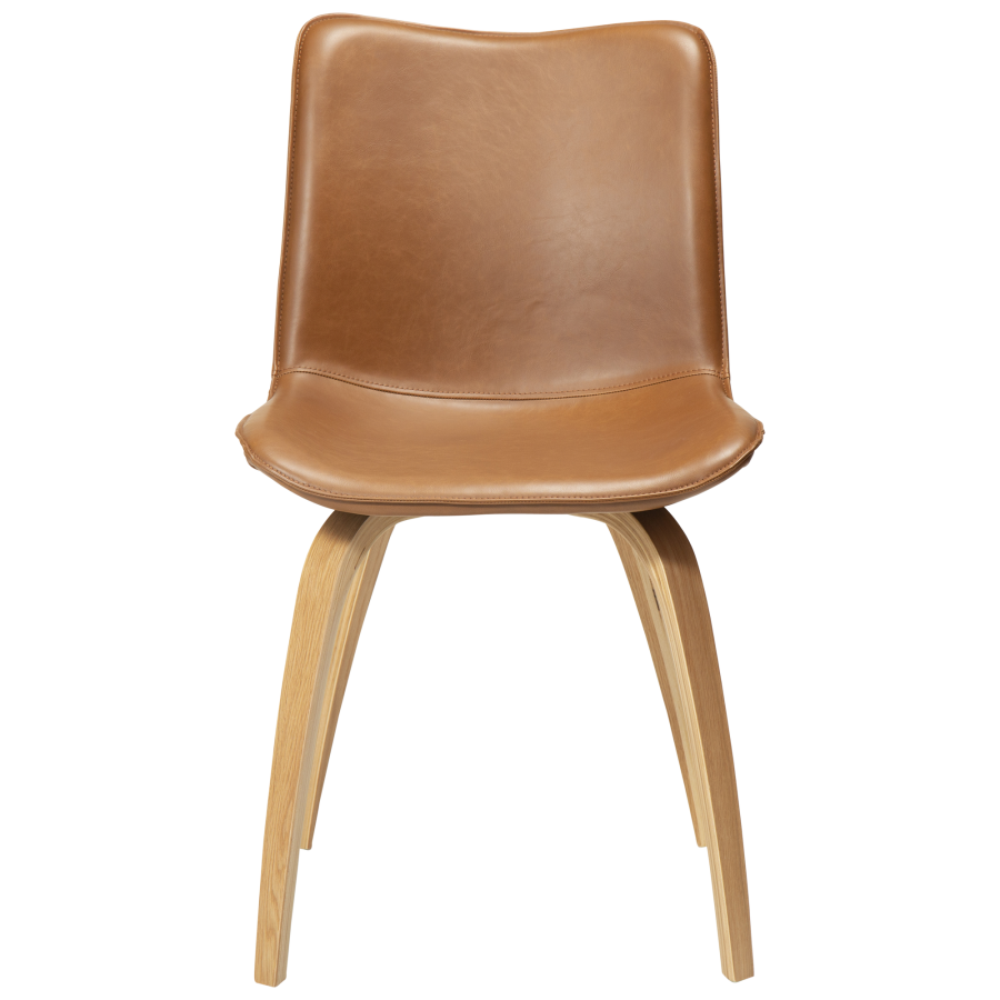 DAN-FORM GLEE stol Vintage lysebrun kunst. lder med egetrsben