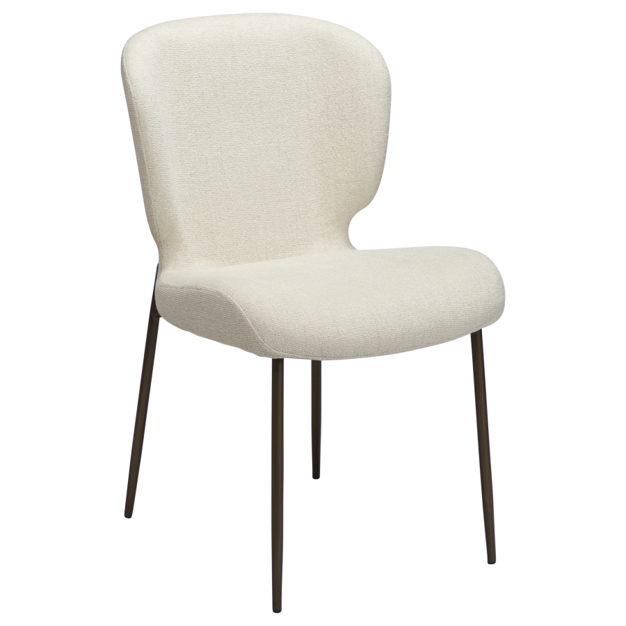 DAN-FORM GLORY Stol Bone hvid bouclé stof med antikke messing ben