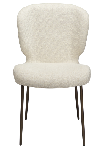 DAN-FORM GLORY Stol Bone hvid bouclé stof med antikke messing ben