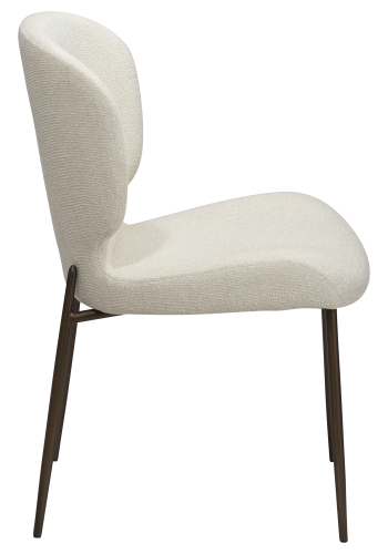 DAN-FORM GLORY Stol Bone hvid bouclé stof med antikke messing ben