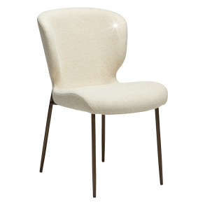 DANFORM Glory spisebordsstol - matteret mandel boucléstof m. glimmer og antik messing stl