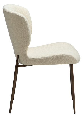 DANFORM Glory spisebordsstol - matteret mandel boucléstof m. glimmer og antik messing stl