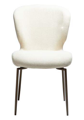 DAN-FORM GLORY Stol Frostet mandel bouclé stof m. shimmer & antikke messing drejelige ben