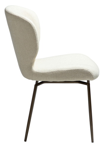 DAN-FORM GLORY Stol Frostet mandel bouclé stof m. shimmer & antikke messing drejelige ben