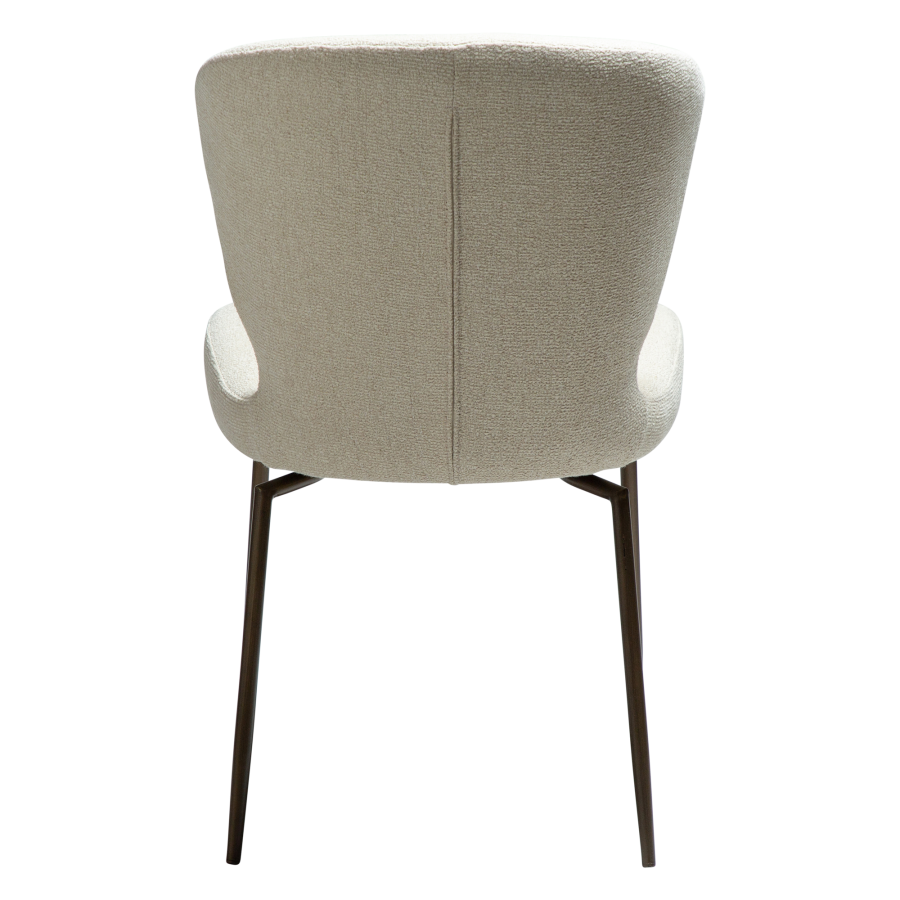 DAN-FORM GLORY Stol Frostet mandel bouclé stof m. shimmer & antikke messing drejelige ben