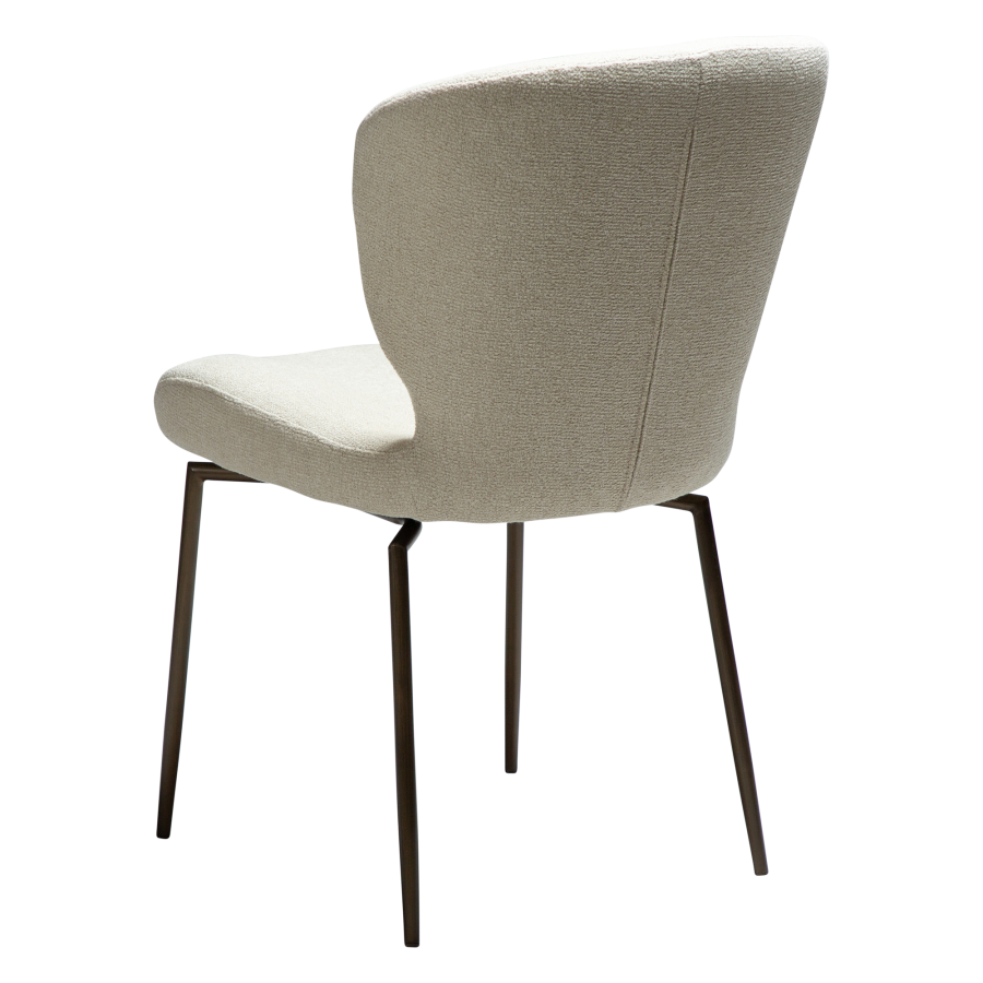 DAN-FORM GLORY Stol Frostet mandel bouclé stof m. shimmer & antikke messing drejelige ben