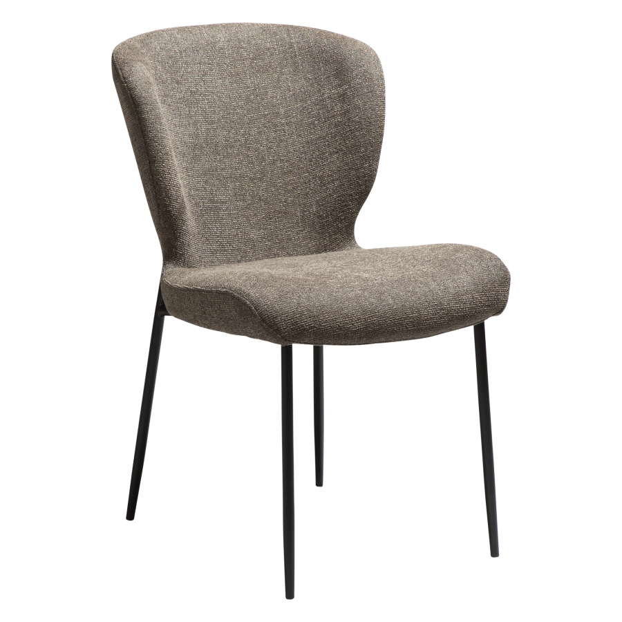 DAN-FORM GLORY Stol Major brun bouclé stof med sorte metalben