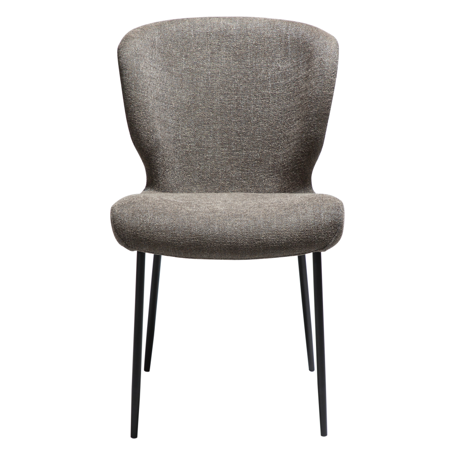 DAN-FORM GLORY Stol Major brun bouclé stof med sorte metalben