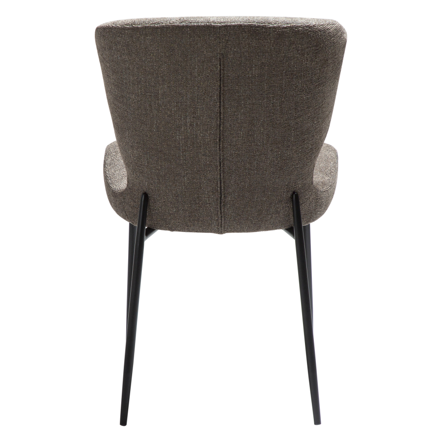 DAN-FORM GLORY Stol Major brun bouclé stof med sorte metalben