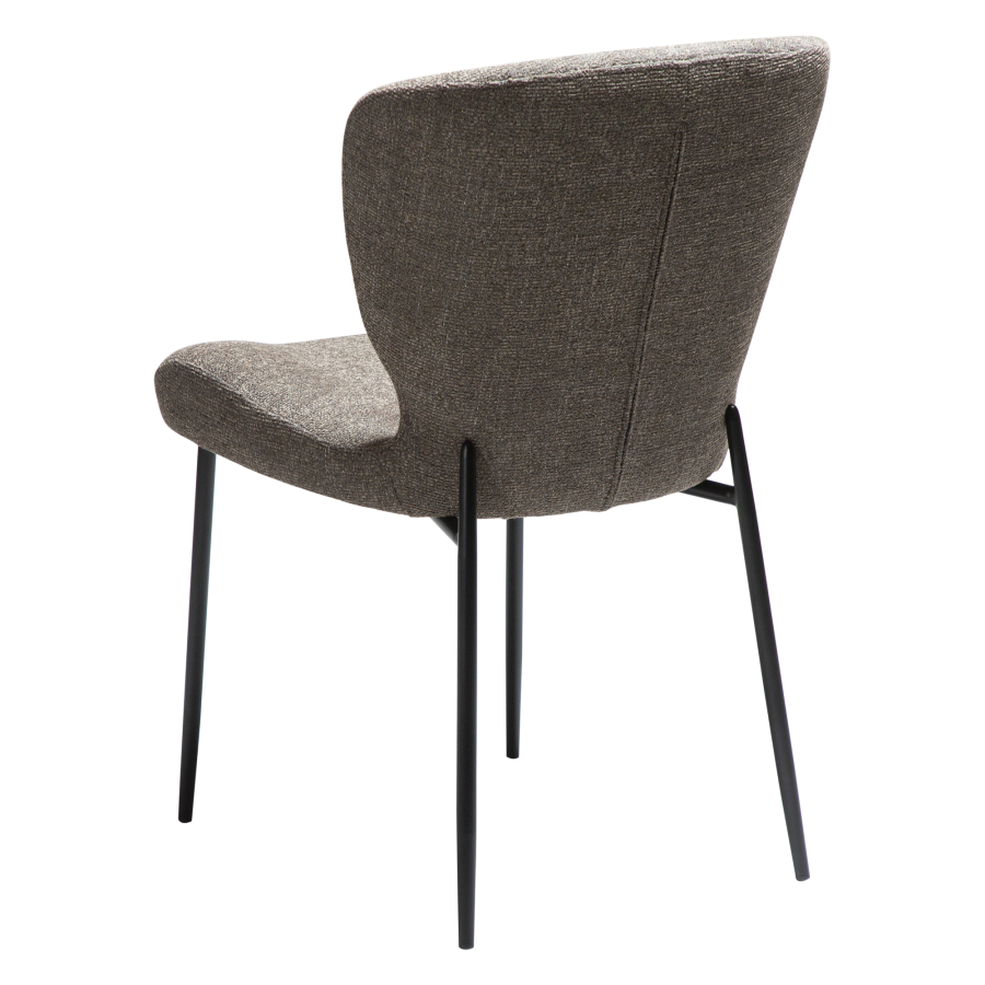 DAN-FORM GLORY Stol Major brun bouclé stof med sorte metalben