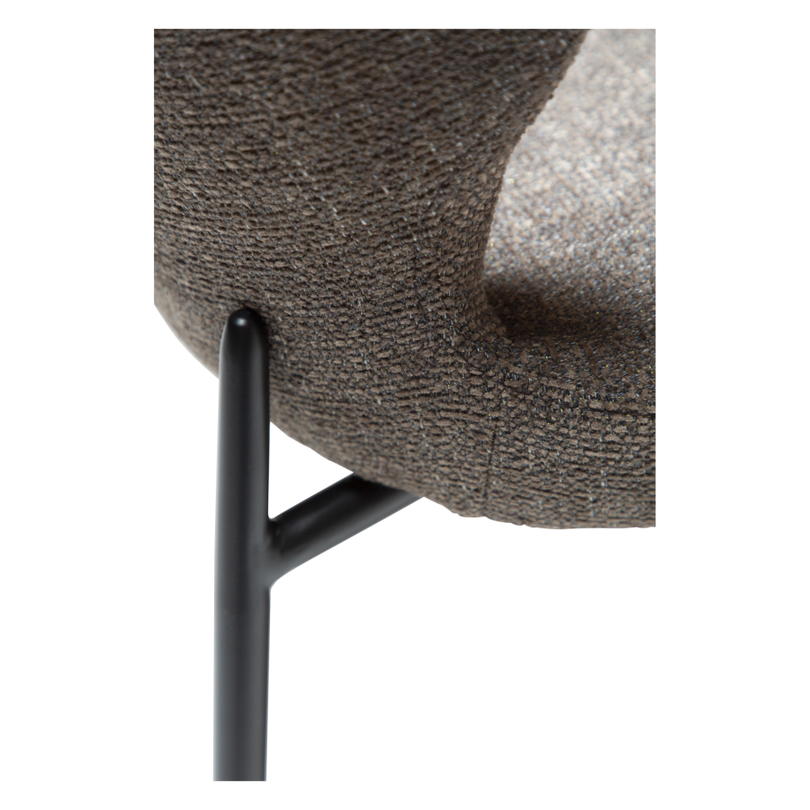 DAN-FORM GLORY Stol Major brun bouclé stof med sorte metalben