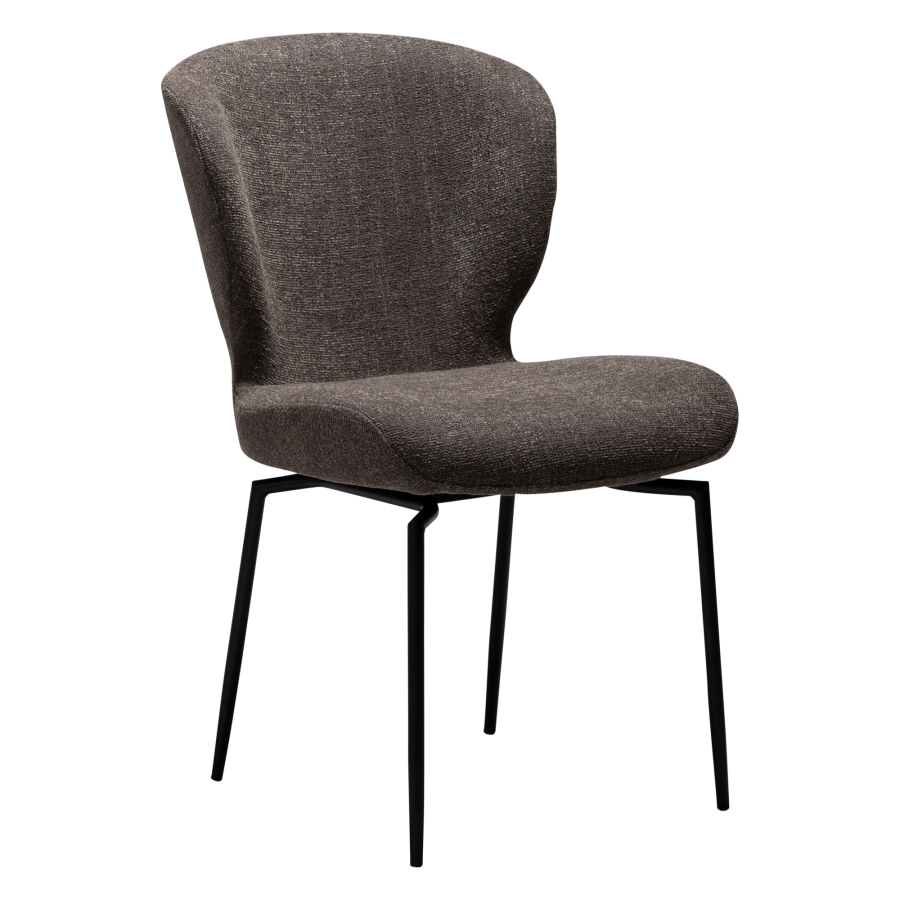 DAN-FORM GLORY Stol Major brun bouclé stof med sorte drejelige ben