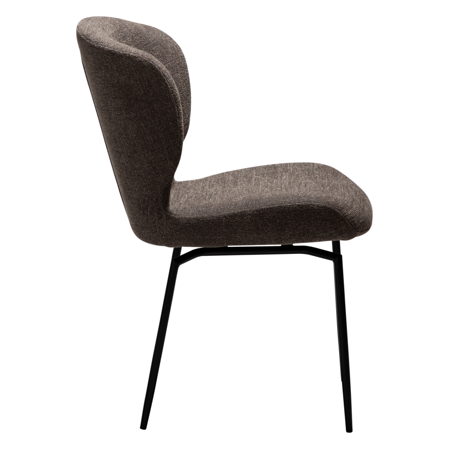 DAN-FORM GLORY Stol Major brun bouclé stof med sorte drejelige ben