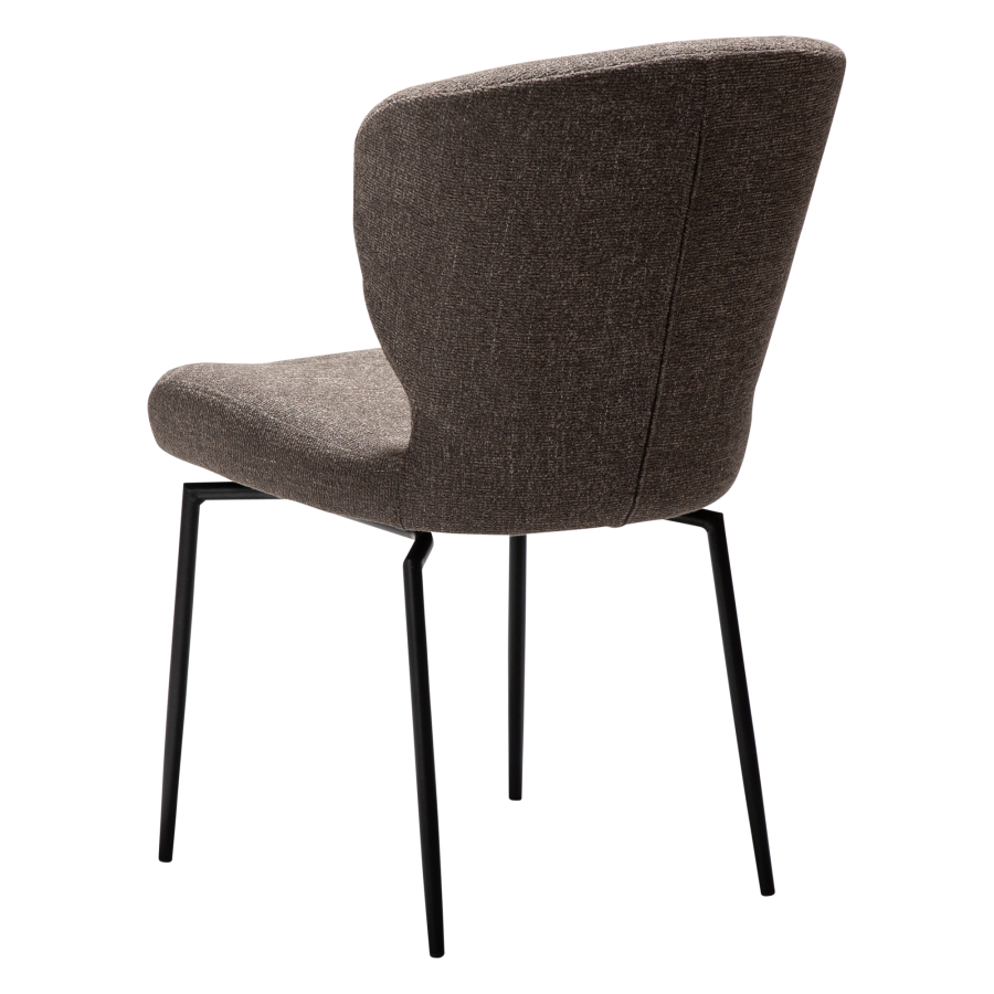 DAN-FORM GLORY Stol Major brun bouclé stof med sorte drejelige ben