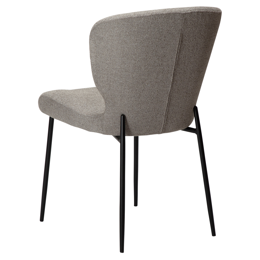 DAN-FORM GLORY Stol Pebble earth bouclé stof m. sorte metal ben