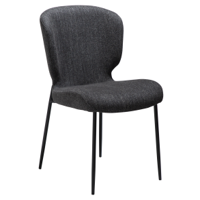 DAN-FORM GLORY Stol Ravn sort bouclé stof med sorte metalben