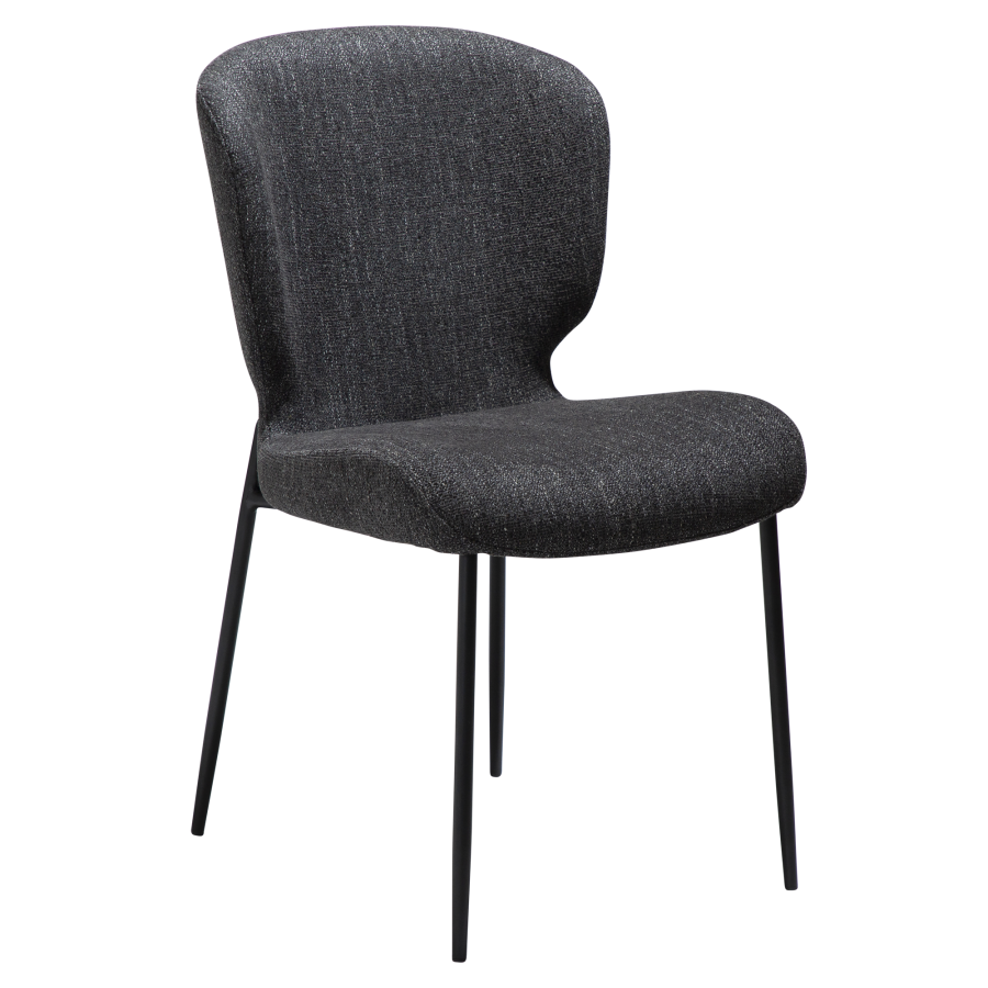 DAN-FORM GLORY Stol Ravn sort bouclé stof med sorte metalben