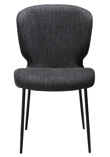 DAN-FORM GLORY Stol Ravn sort bouclé stof med sorte metalben