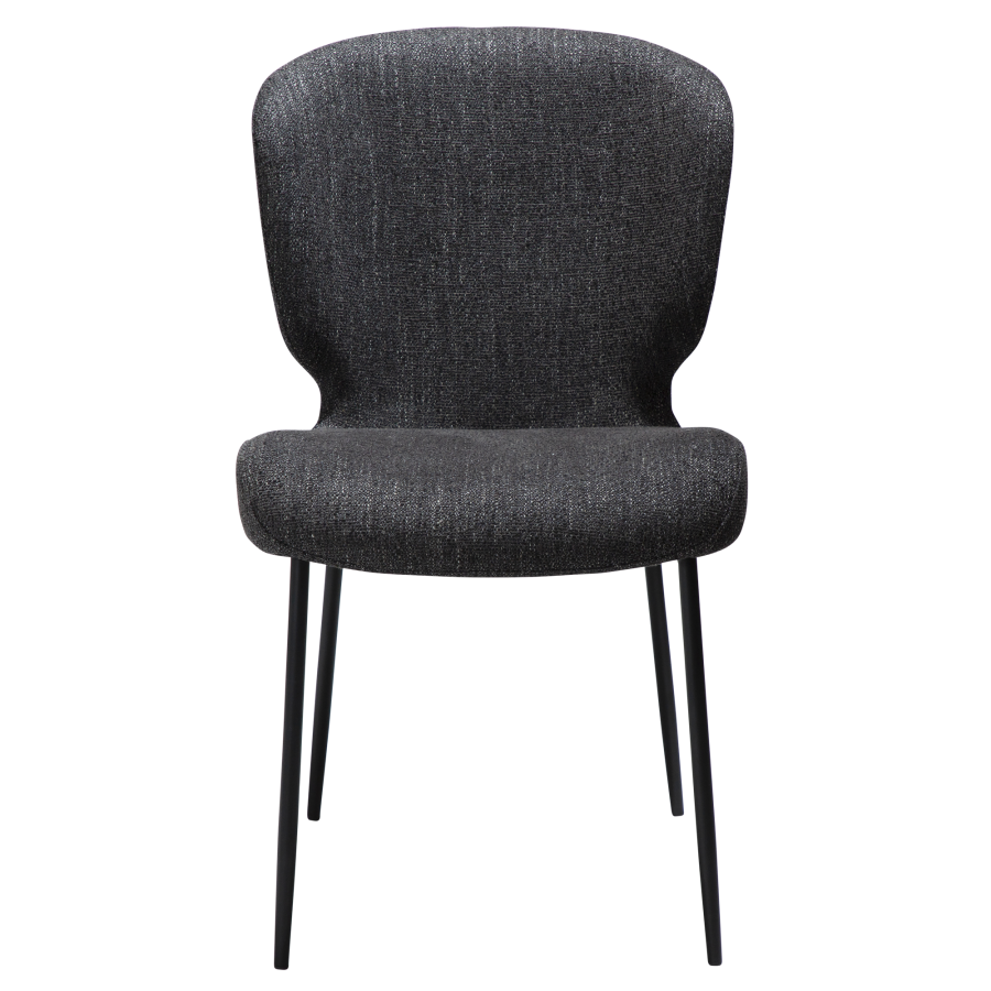 DAN-FORM GLORY Stol Ravn sort bouclé stof med sorte metalben