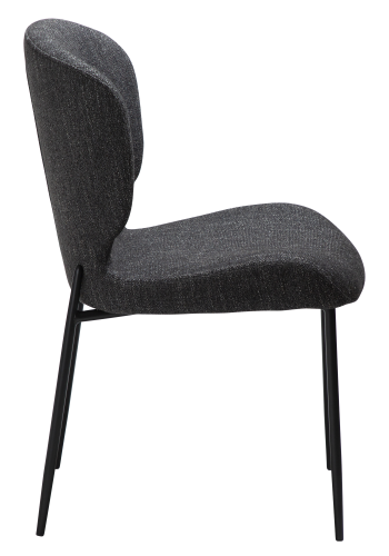 DAN-FORM GLORY Stol Ravn sort bouclé stof med sorte metalben