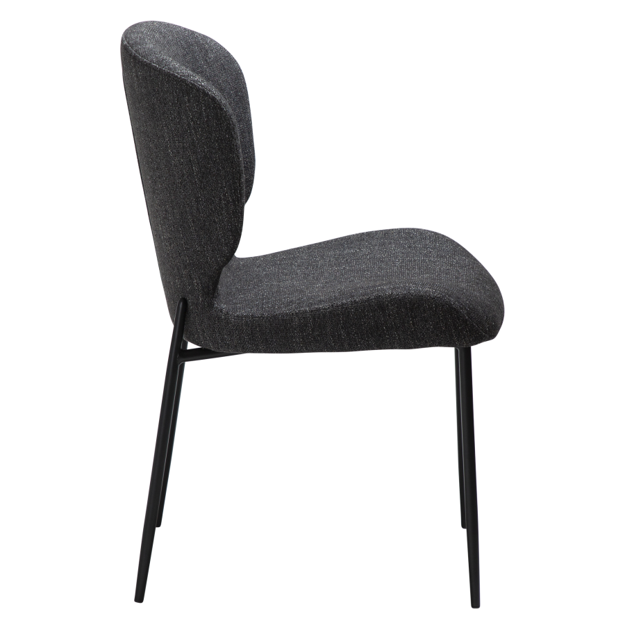 DAN-FORM GLORY Stol Ravn sort bouclé stof med sorte metalben