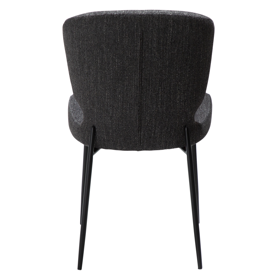 DAN-FORM GLORY Stol Ravn sort bouclé stof med sorte metalben