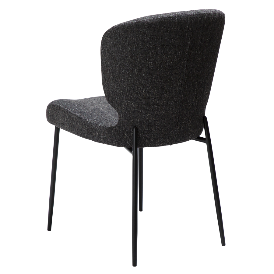 DAN-FORM GLORY Stol Ravn sort bouclé stof med sorte metalben