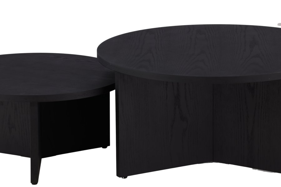 VENTURE DESIGN Saltö sofabord, rund - sort MDF med finér (st med 2)