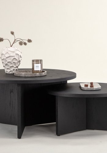 VENTURE DESIGN Saltö sofabord, rund - sort MDF med finér (st med 2)