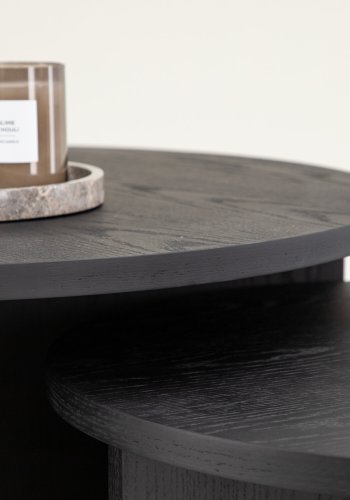 VENTURE DESIGN Saltö sofabord, rund - sort MDF med finér (st med 2)