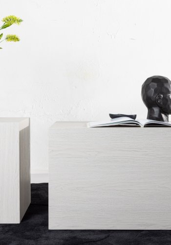 VENTURE DESIGN York sofabord - hvidvasket MDF med 3D-papir (st med 2)